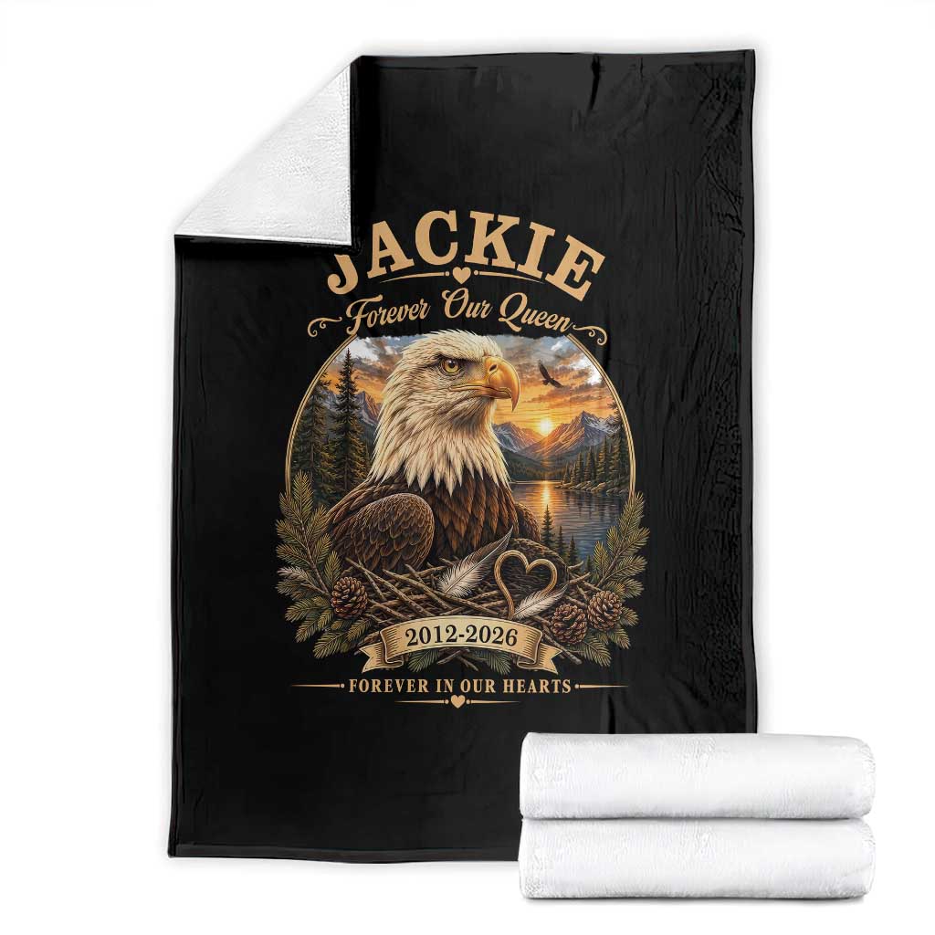 Jackie Forever Our Queen Bald Eagle Memorial Throw Blanket Big Bear Lake Crest Tribute Graphic TS02 Black Print Your Wear