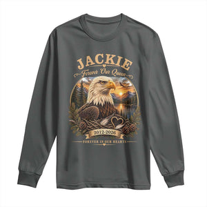Jackie Forever Our Queen Bald Eagle Memorial Long Sleeve Shirt Big Bear Lake Crest Tribute Graphic TS02 Dark Heather Print Your Wear