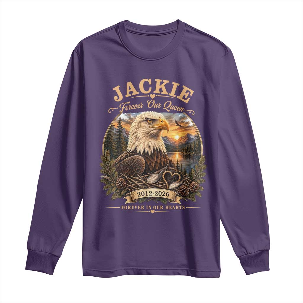 Jackie Forever Our Queen Bald Eagle Memorial Long Sleeve Shirt Big Bear Lake Crest Tribute Graphic TS02 Purple Print Your Wear
