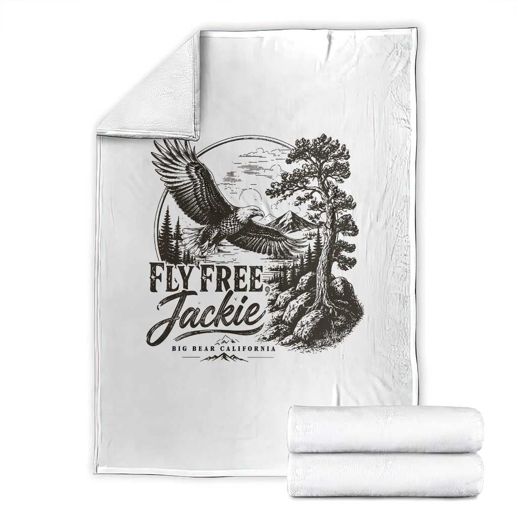 Fly Free Jackie Vintage Etching Soaring Eagle Throw Blanket Big Bear Lake Wilderness Graphic TS02 White Print Your Wear