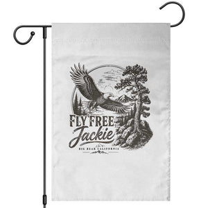 Fly Free Jackie Vintage Etching Soaring Eagle Garden Flag Big Bear Lake Wilderness Graphic