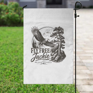 Fly Free Jackie Vintage Etching Soaring Eagle Garden Flag Big Bear Lake Wilderness Graphic