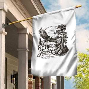 Fly Free Jackie Vintage Etching Soaring Eagle Garden Flag Big Bear Lake Wilderness Graphic