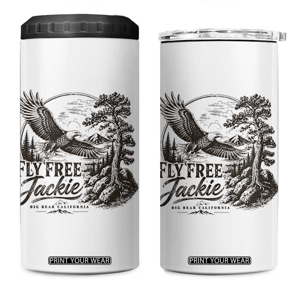 Fly Free Jackie Vintage Etching Soaring Eagle 4 in 1 Can Cooler Tumbler Big Bear Lake Wilderness Graphic TS02 One Size: 16 oz White Print Your Wear
