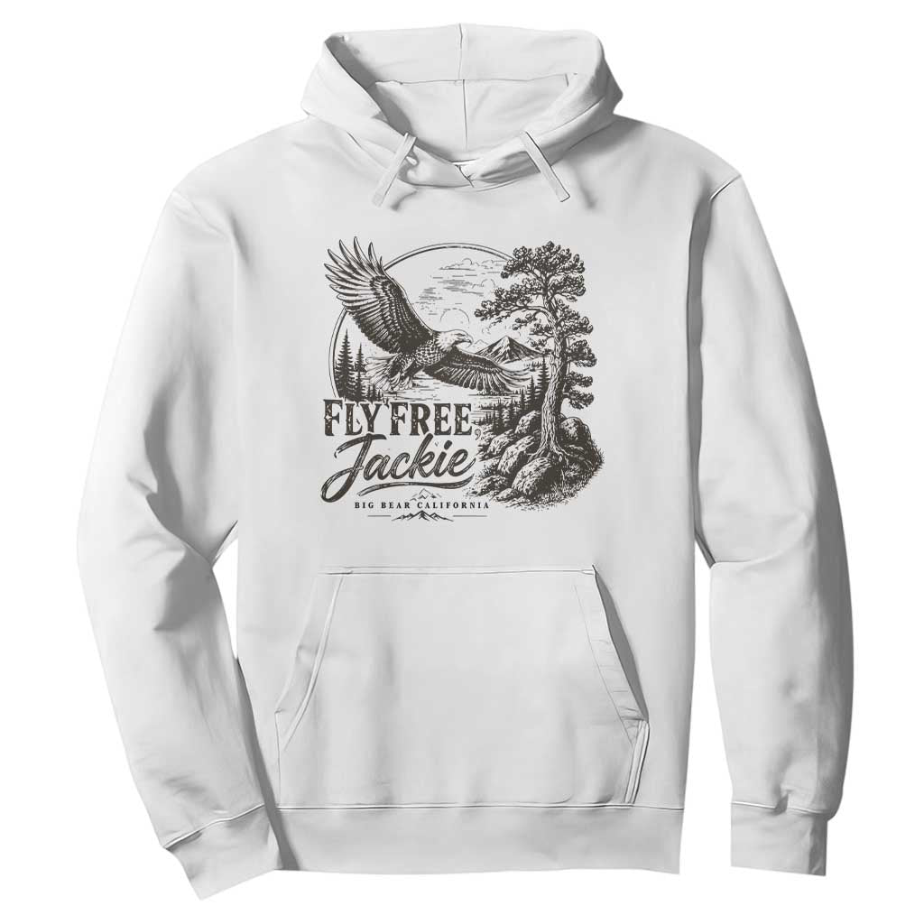 Fly Free Jackie Vintage Etching Soaring Eagle Hoodie Big Bear Lake Wilderness Graphic TS02 White Print Your Wear