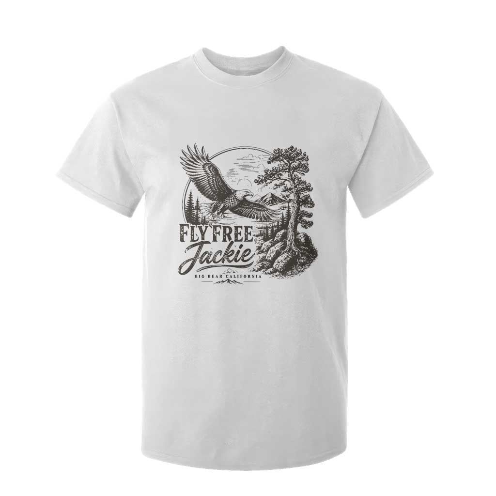 Fly Free Jackie Vintage Etching Soaring Eagle T Shirt For Kid Big Bear Lake Wilderness Graphic TS02 White Print Your Wear