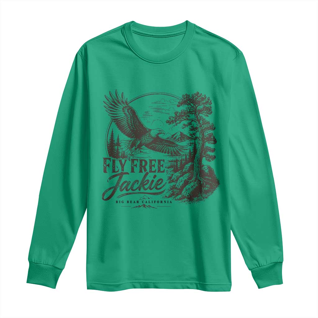 Fly Free Jackie Vintage Etching Soaring Eagle Long Sleeve Shirt Big Bear Lake Wilderness Graphic TS02 Irish Green Print Your Wear