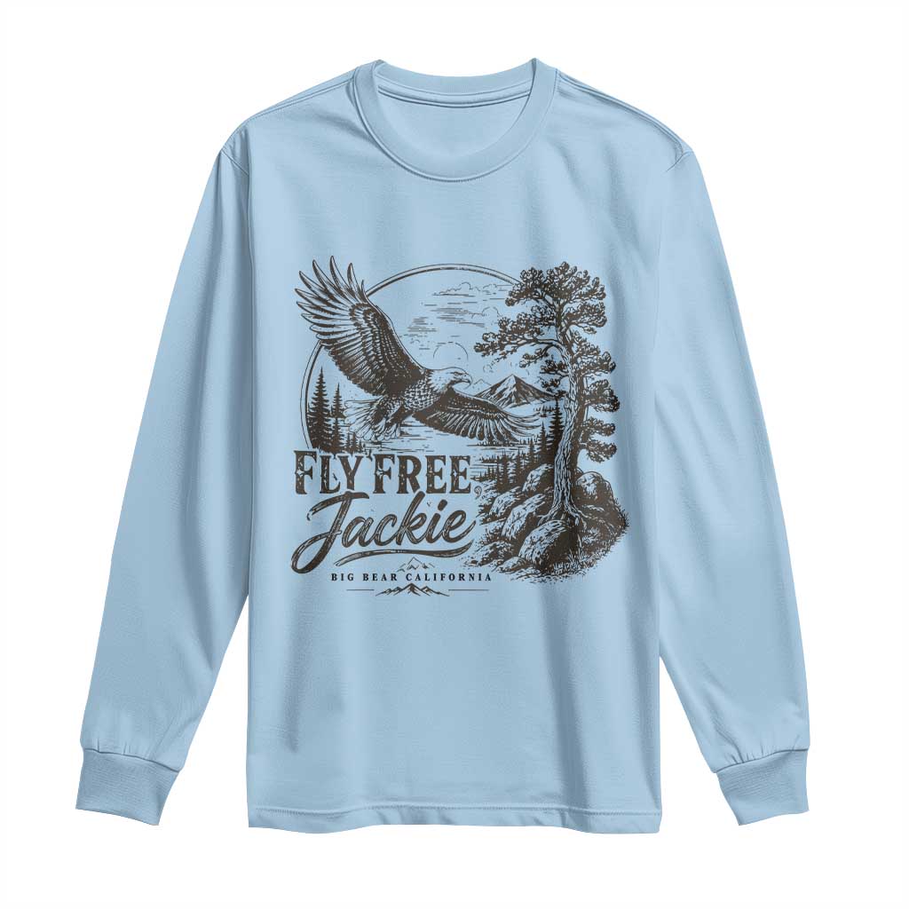 Fly Free Jackie Vintage Etching Soaring Eagle Long Sleeve Shirt Big Bear Lake Wilderness Graphic TS02 Light Blue Print Your Wear