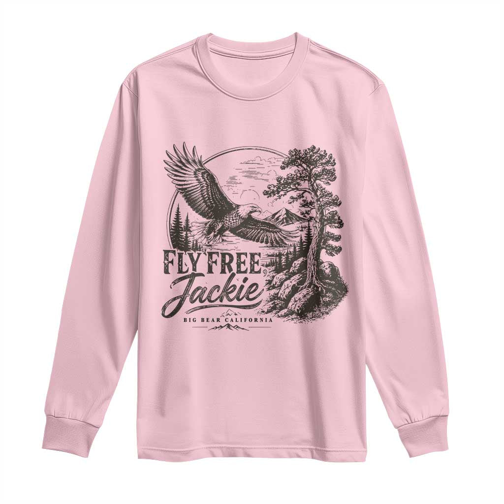 Fly Free Jackie Vintage Etching Soaring Eagle Long Sleeve Shirt Big Bear Lake Wilderness Graphic TS02 Light Pink Print Your Wear