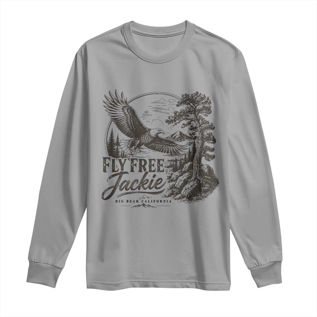 Fly Free Jackie Vintage Etching Soaring Eagle Long Sleeve Shirt Big Bear Lake Wilderness Graphic TS02 Sport Gray Print Your Wear
