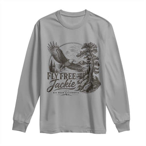 Fly Free Jackie Vintage Etching Soaring Eagle Long Sleeve Shirt Big Bear Lake Wilderness Graphic TS02 Sport Gray Print Your Wear