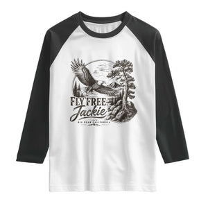 Fly Free Jackie Vintage Etching Soaring Eagle Raglan Shirt Big Bear Lake Wilderness Graphic TS02 White Black Print Your Wear