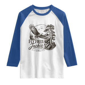 Fly Free Jackie Vintage Etching Soaring Eagle Raglan Shirt Big Bear Lake Wilderness Graphic TS02 White Royal Print Your Wear