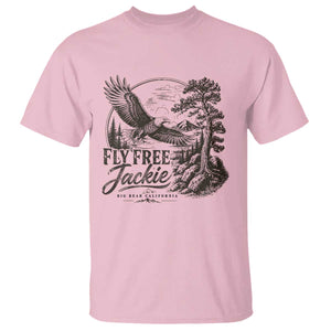 Fly Free Jackie Vintage Etching Soaring Eagle T Shirt Big Bear Lake Wilderness Graphic TS02 Light Pink Print Your Wear