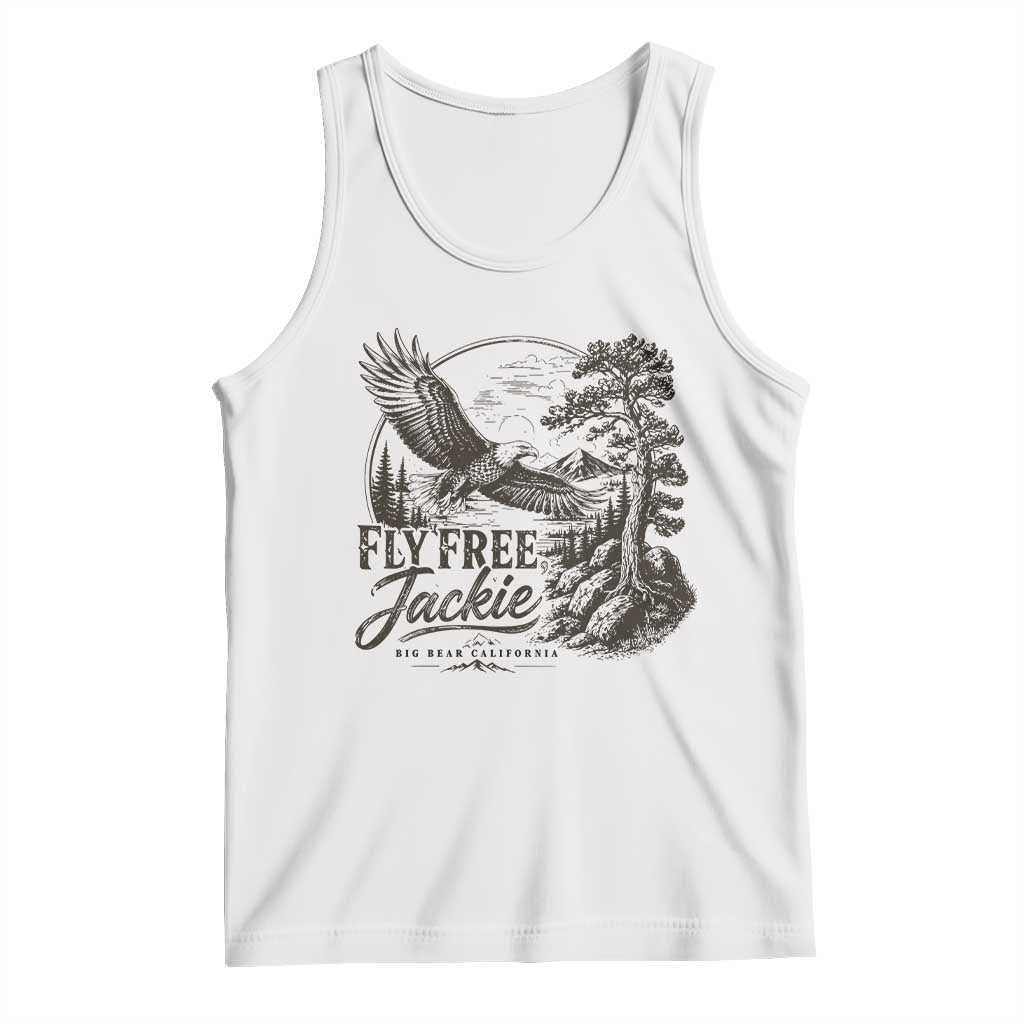 Fly Free Jackie Vintage Etching Soaring Eagle Tank Top Big Bear Lake Wilderness Graphic TS02 White Print Your Wear