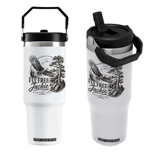 Fly Free Jackie Vintage Etching Soaring Eagle Flip Straw Tumbler Big Bear Lake Wilderness Graphic