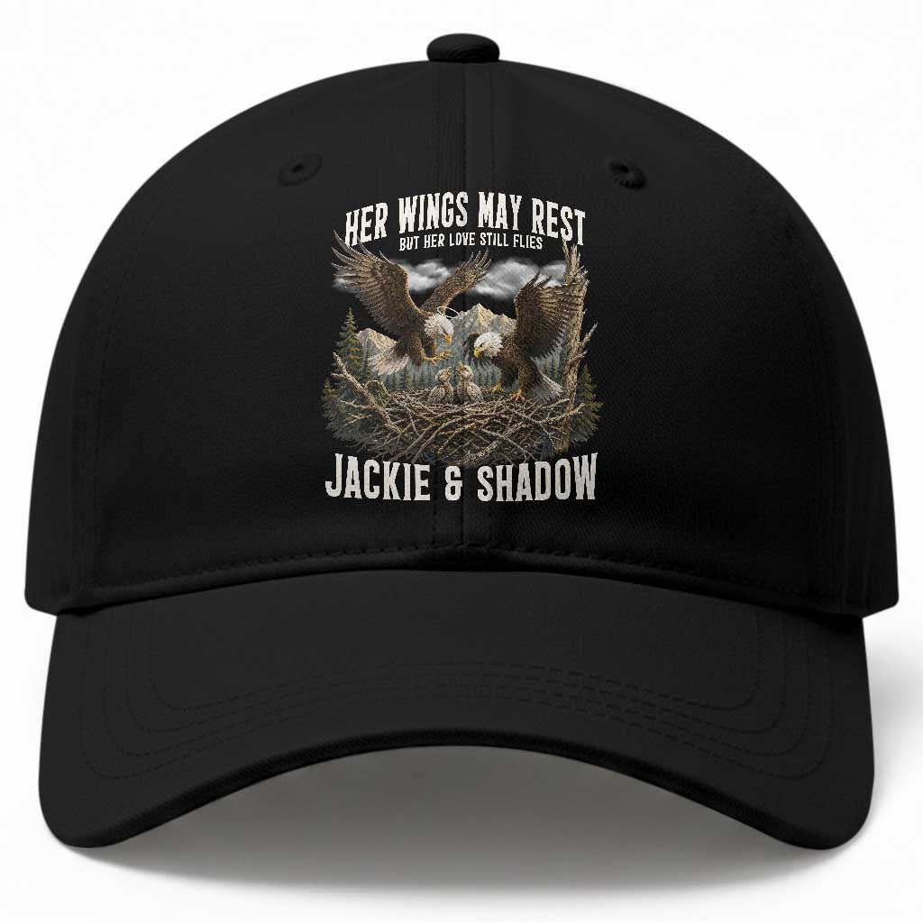 Her Wings May Rest Jackie and Shadow Baseball Cap Bald Eagle Nest Family Tribute Graphic TS02 Print Your Wear