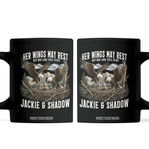 Her Wings May Rest Jackie and Shadow Coffee Mug Bald Eagle Nest Family Tribute Graphic