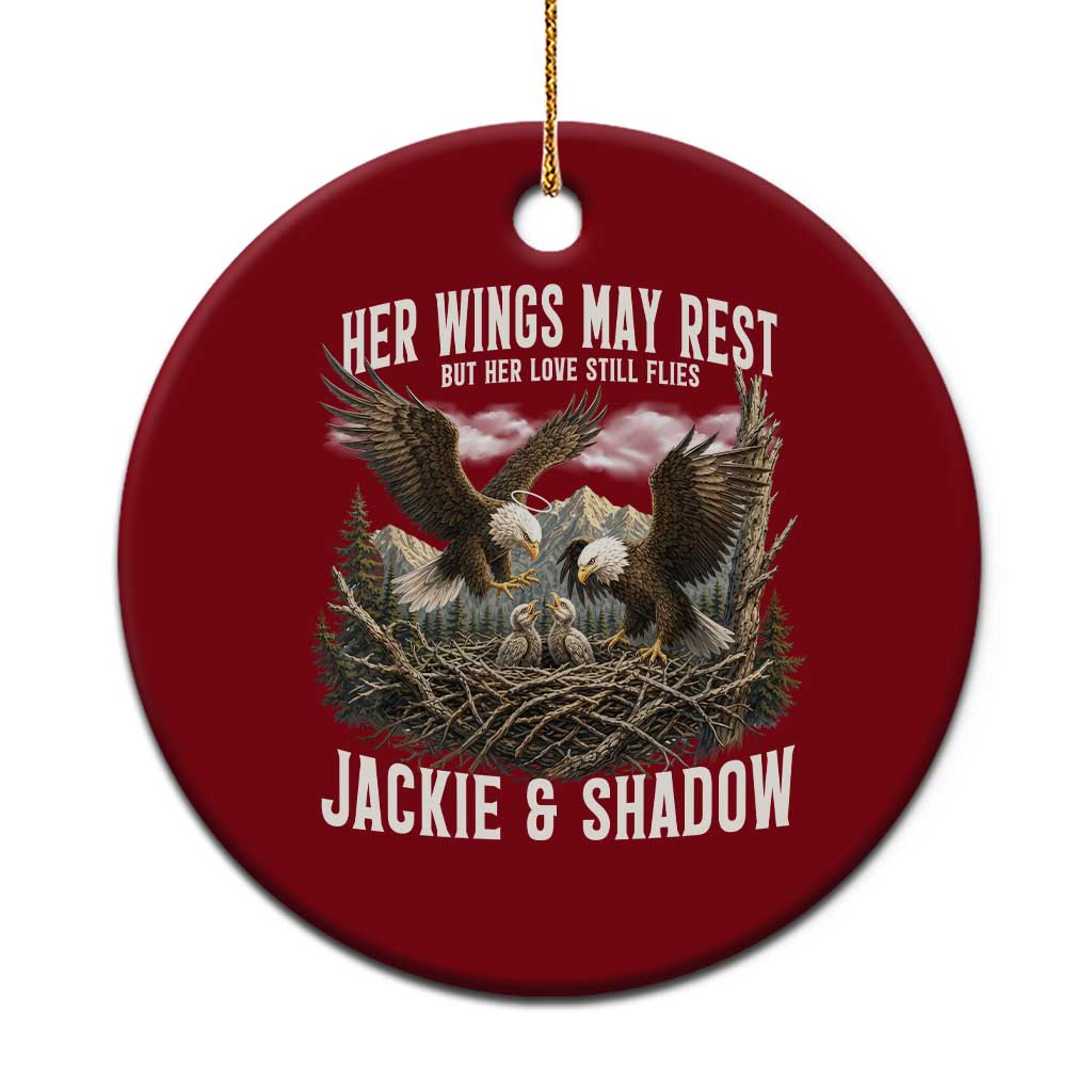 Her Wings May Rest Jackie and Shadow Ceramic Ornament Bald Eagle Nest Family Tribute Graphic TS02 1pc Red Print Your Wear