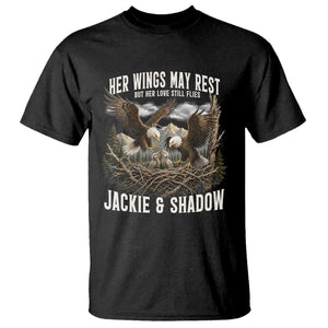 Her Wings May Rest Jackie and Shadow T Shirt Bald Eagle Nest Family Tribute Graphic TS02 Black Print Your Wear