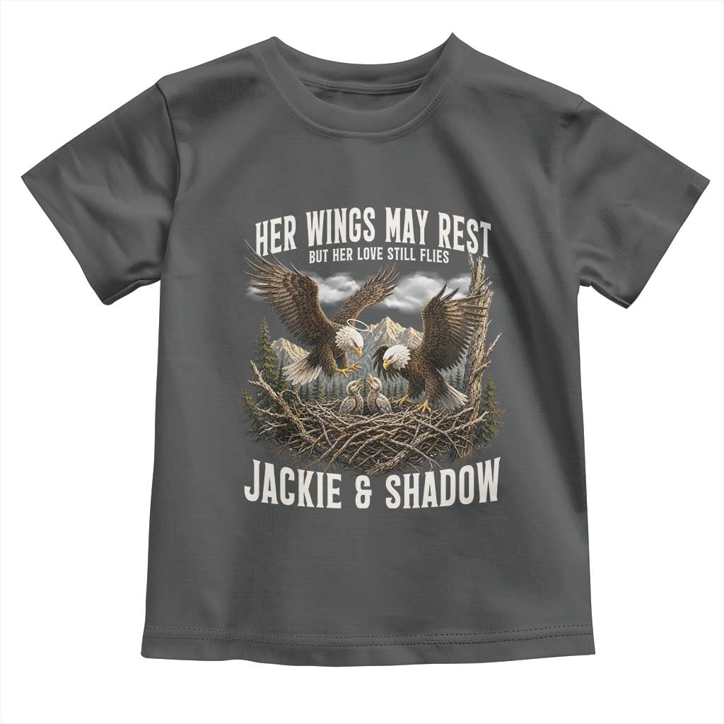 Her Wings May Rest Jackie and Shadow Toddler T Shirt Bald Eagle Nest Family Tribute Graphic TS02 Dark Heather Print Your Wear