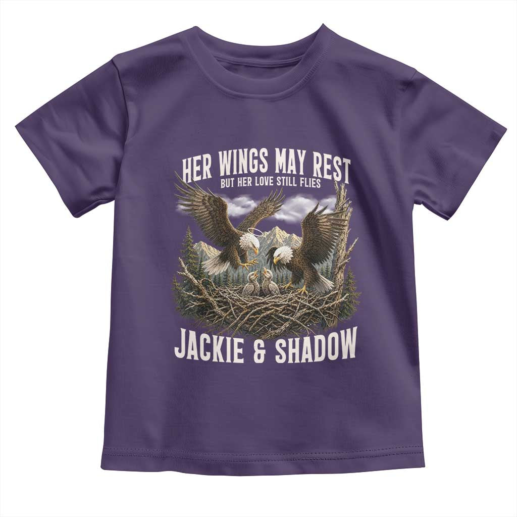 Her Wings May Rest Jackie and Shadow Toddler T Shirt Bald Eagle Nest Family Tribute Graphic TS02 Purple Print Your Wear