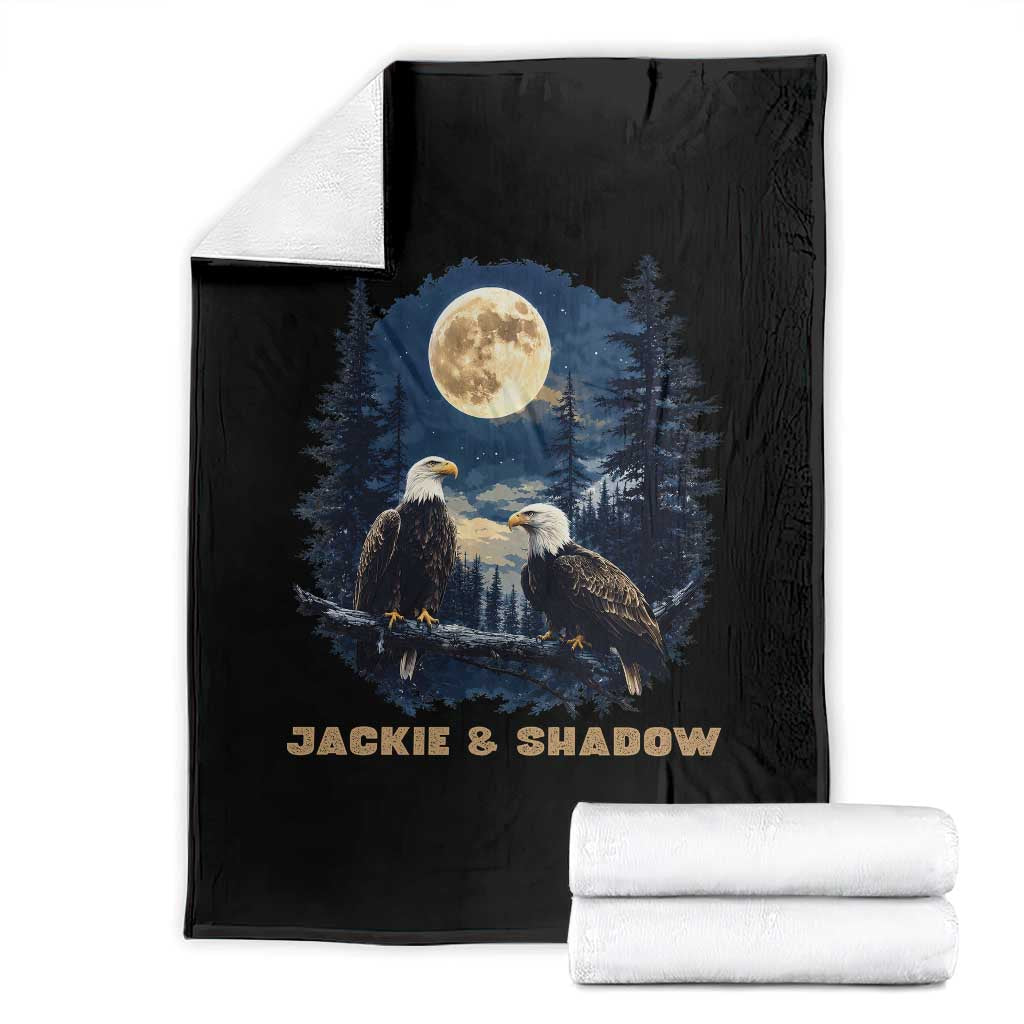 Jackie and Shadow Bald Eagle Couple Throw Blanket Full Moon Forest Vintage Nature Graphic TS02 Black Print Your Wear