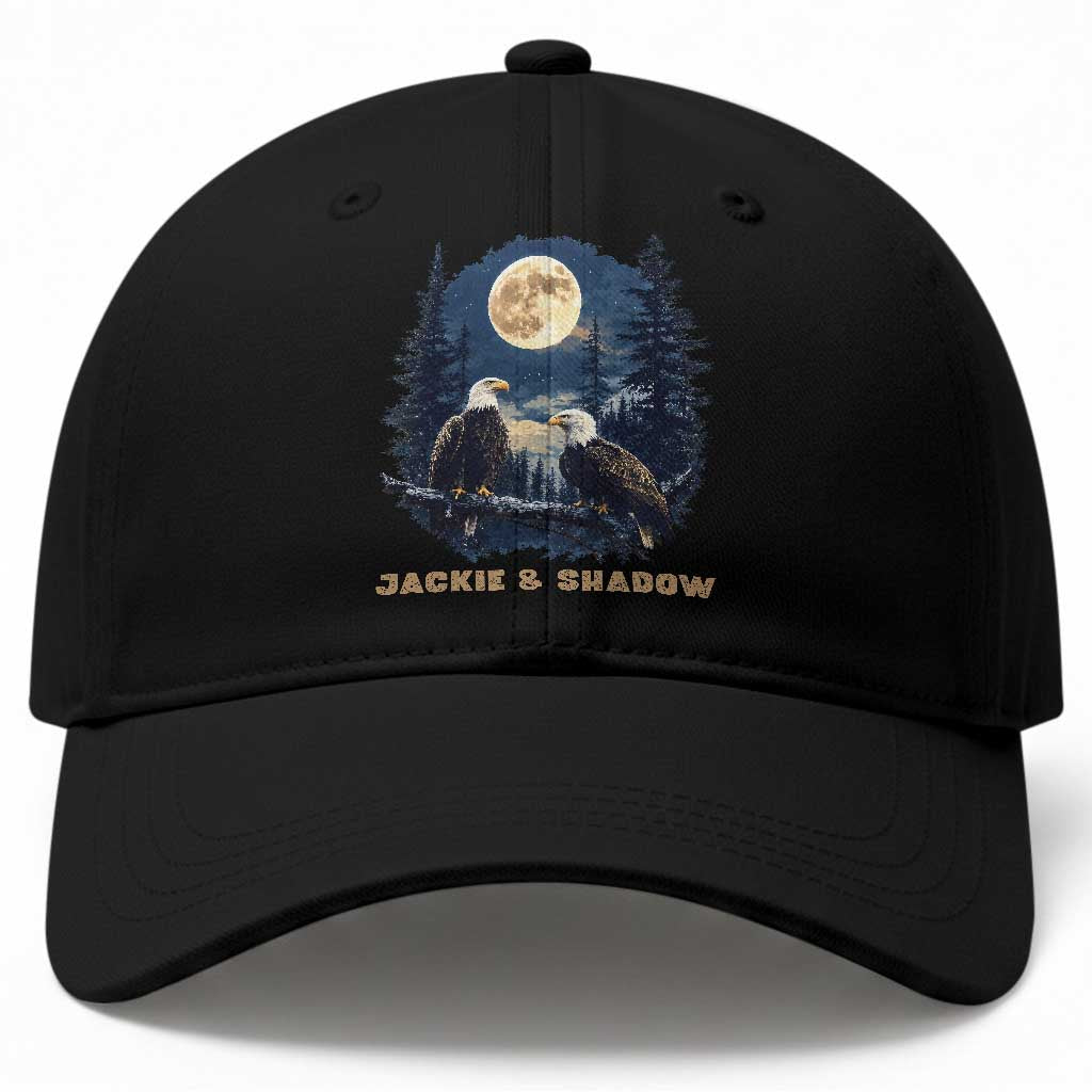 Jackie and Shadow Bald Eagle Couple Baseball Cap Full Moon Forest Vintage Nature Graphic TS02 Print Your Wear