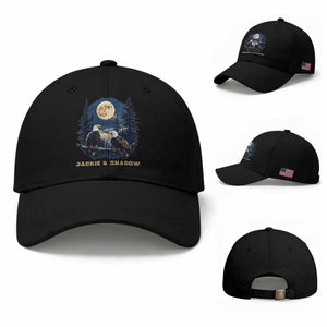 Jackie and Shadow Bald Eagle Couple Baseball Cap Full Moon Forest Vintage Nature Graphic TS02 Baseball Cap Universal Fit Black Print Your Wear