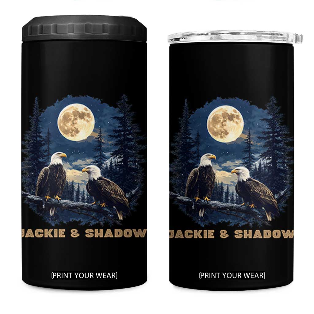 Jackie and Shadow Bald Eagle Couple 4 in 1 Can Cooler Tumbler Full Moon Forest Vintage Nature Graphic TS02 One Size: 16 oz Black Print Your Wear