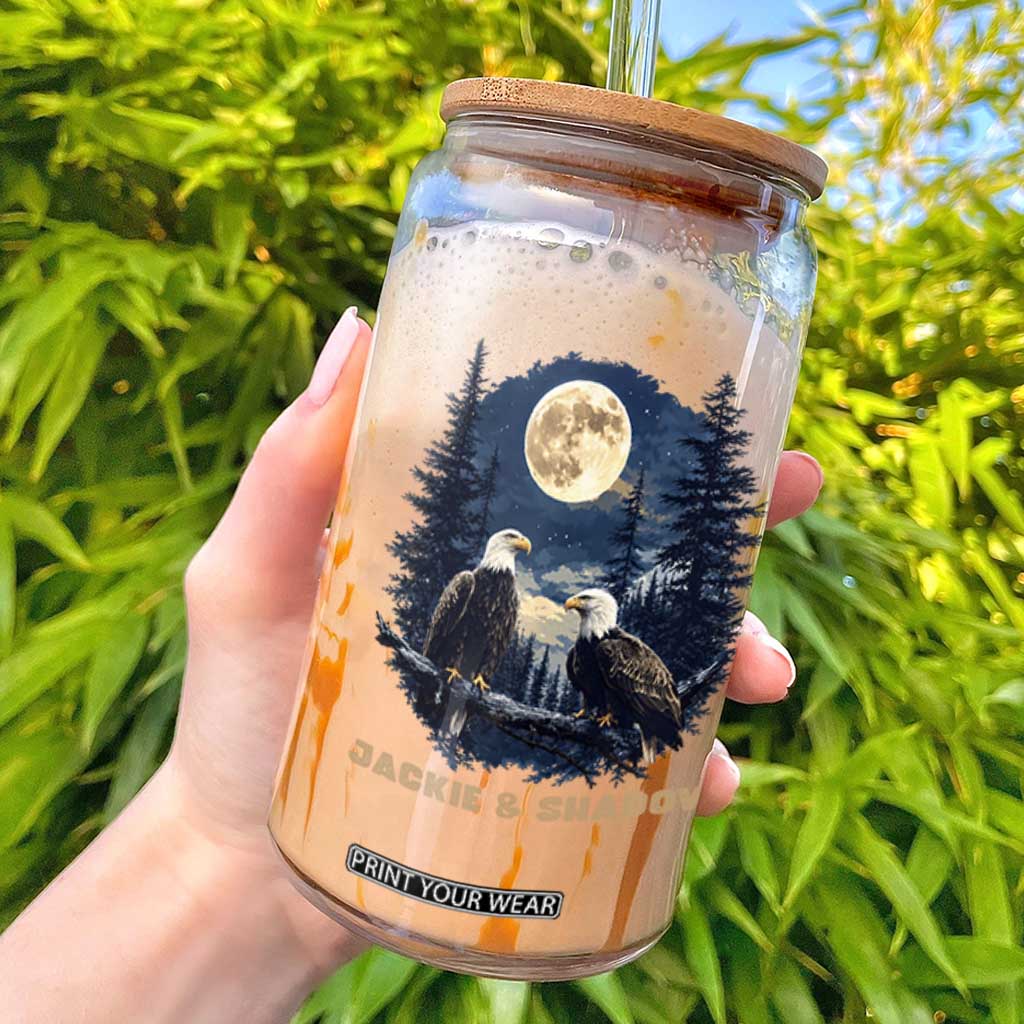 Jackie and Shadow Bald Eagle Couple Glass Can Full Moon Forest Vintage Nature Graphic TS02 Black Print Your Wear