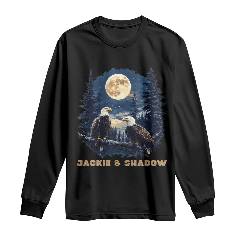 Jackie and Shadow Bald Eagle Couple Long Sleeve Shirt Full Moon Forest Vintage Nature Graphic TS02 Black Print Your Wear