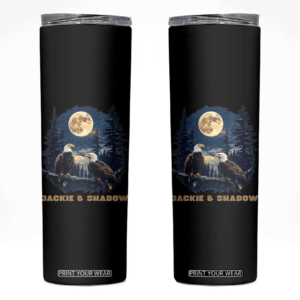 Jackie and Shadow Bald Eagle Couple Skinny Tumbler Full Moon Forest Vintage Nature Graphic TS02 Black Print Your Wear