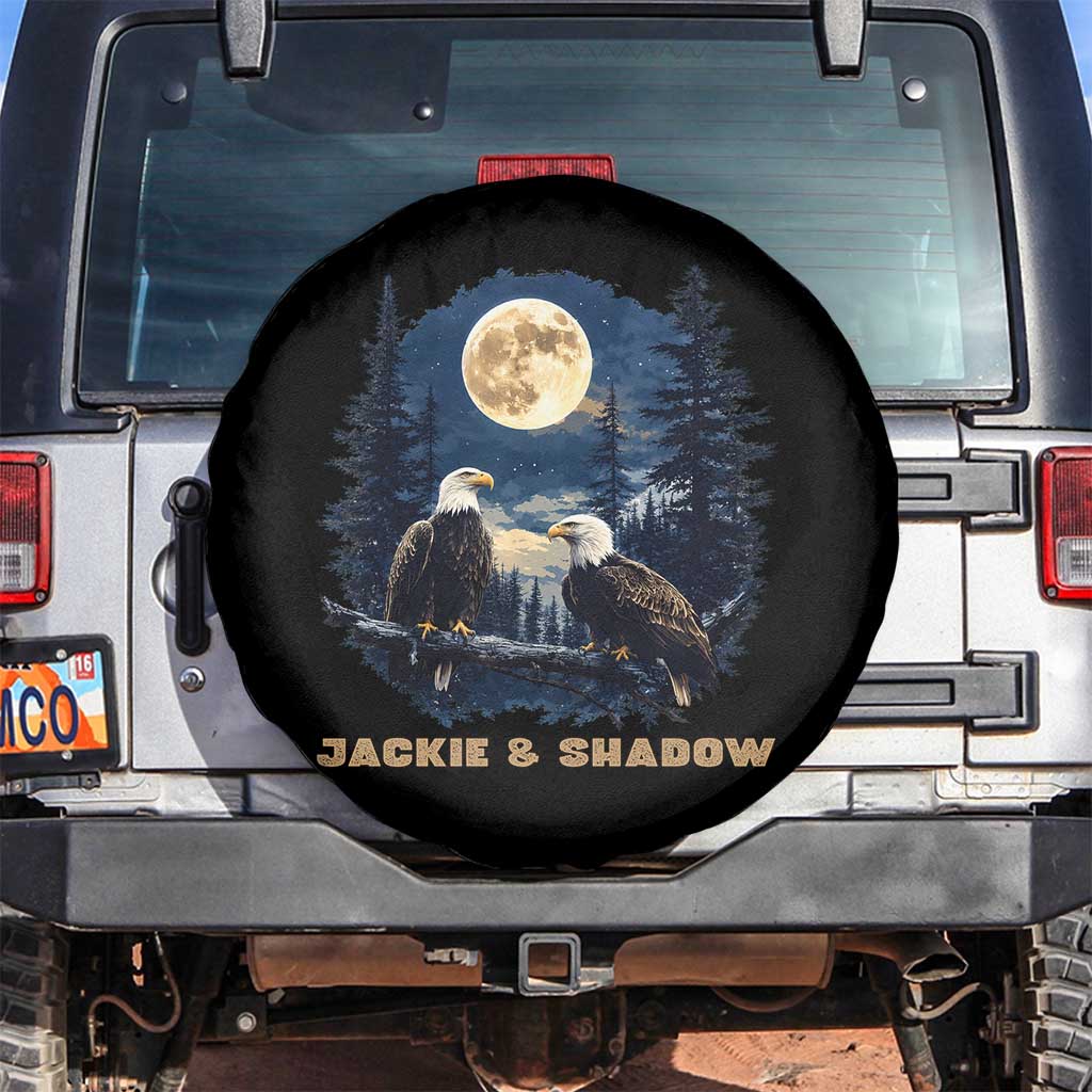 Jackie and Shadow Bald Eagle Couple Spare Tire Cover Full Moon Forest Vintage Nature Graphic TS02 No hole Black Print Your Wear