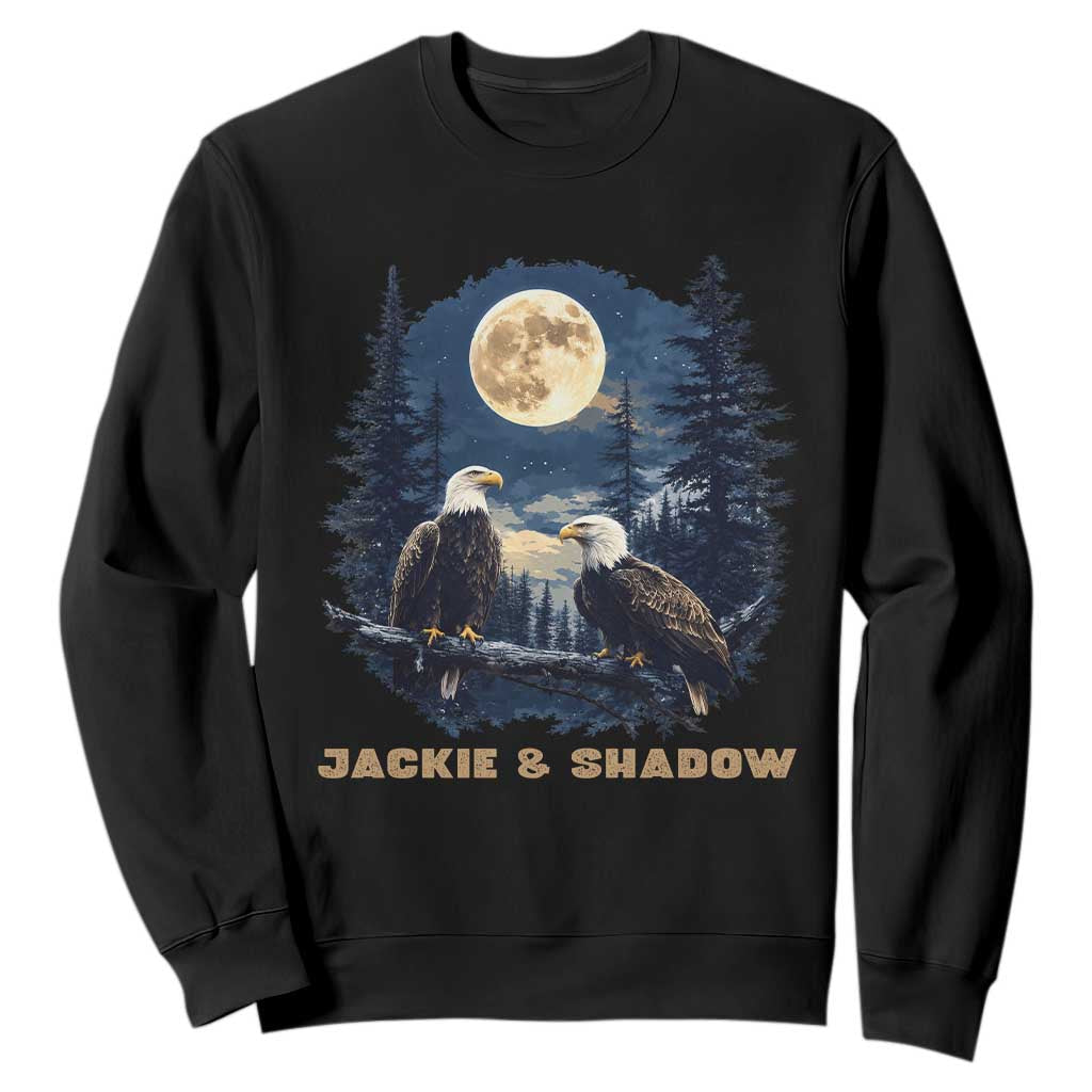 Jackie and Shadow Bald Eagle Couple Sweatshirt Full Moon Forest Vintage Nature Graphic TS02 Black Print Your Wear