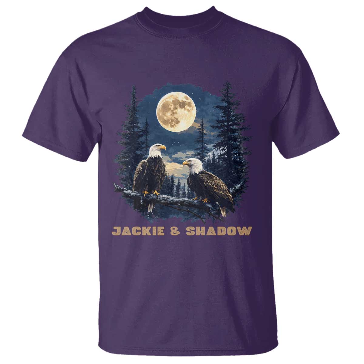 Jackie and Shadow Bald Eagle Couple T Shirt Full Moon Forest Vintage Nature Graphic TS02 Purple Print Your Wear