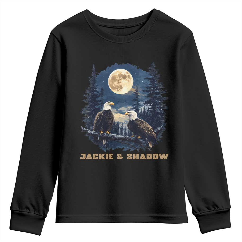 Jackie and Shadow Bald Eagle Couple Youth Sweatshirt Full Moon Forest Vintage Nature Graphic TS02 Black Print Your Wear