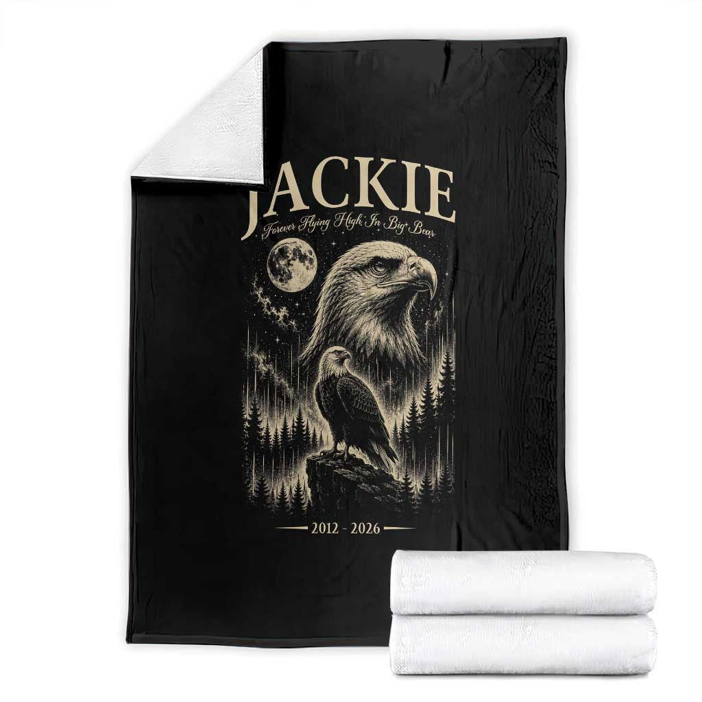 Jackie Forever Flying High in Big Bear Memorial Vintage Throw Blanket Bald Eagle Queen 2012 2026 Moon Forest Nature Graphic TS02 Black Print Your Wear