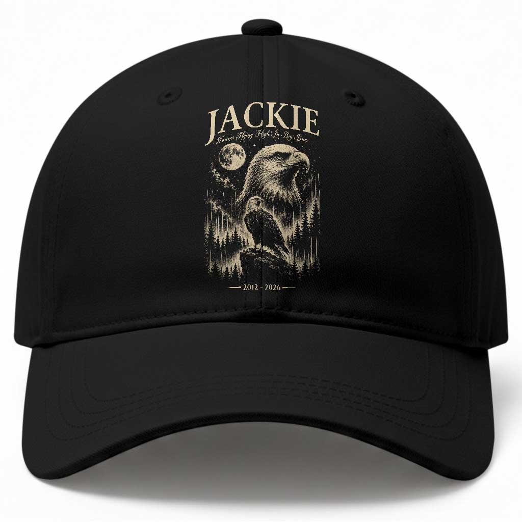 Jackie Forever Flying High in Big Bear Memorial Vintage Baseball Cap Bald Eagle Queen 2012 2026 Moon Forest Nature Graphic TS02 Print Your Wear