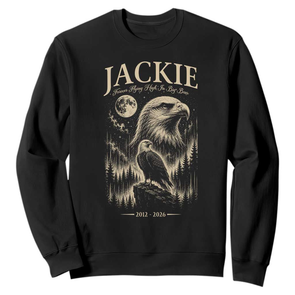 Jackie Forever Flying High in Big Bear Memorial Vintage Sweatshirt Bald Eagle Queen 2012 2026 Moon Forest Nature Graphic TS02 Black Print Your Wear