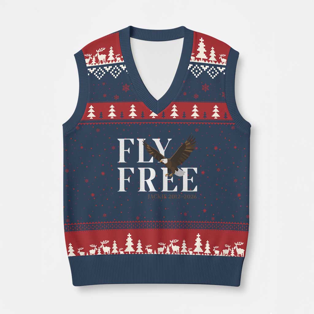 Fly Free Jackie Eagle 2012 2026 Memorial V-Neck Knit Sweater Vest Soaring Wilderness Tribute TS02 Navy Red Print Your Wear