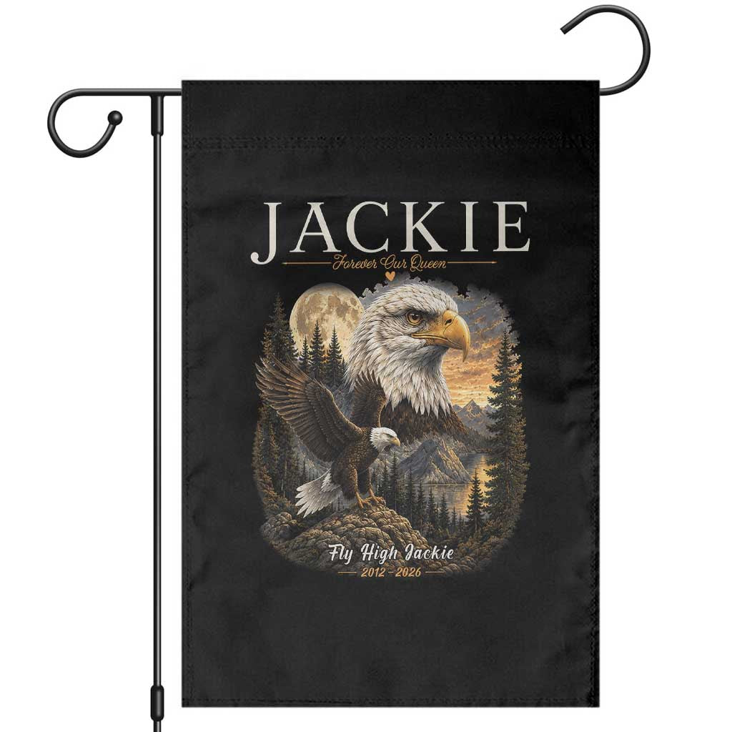 Jackie Forever Our Queen Bald Eagle 2012 2026 Memorial Garden Flag Fly High in Big Bear Moonlit Mountain Tribute TS02 Black Print Your Wear