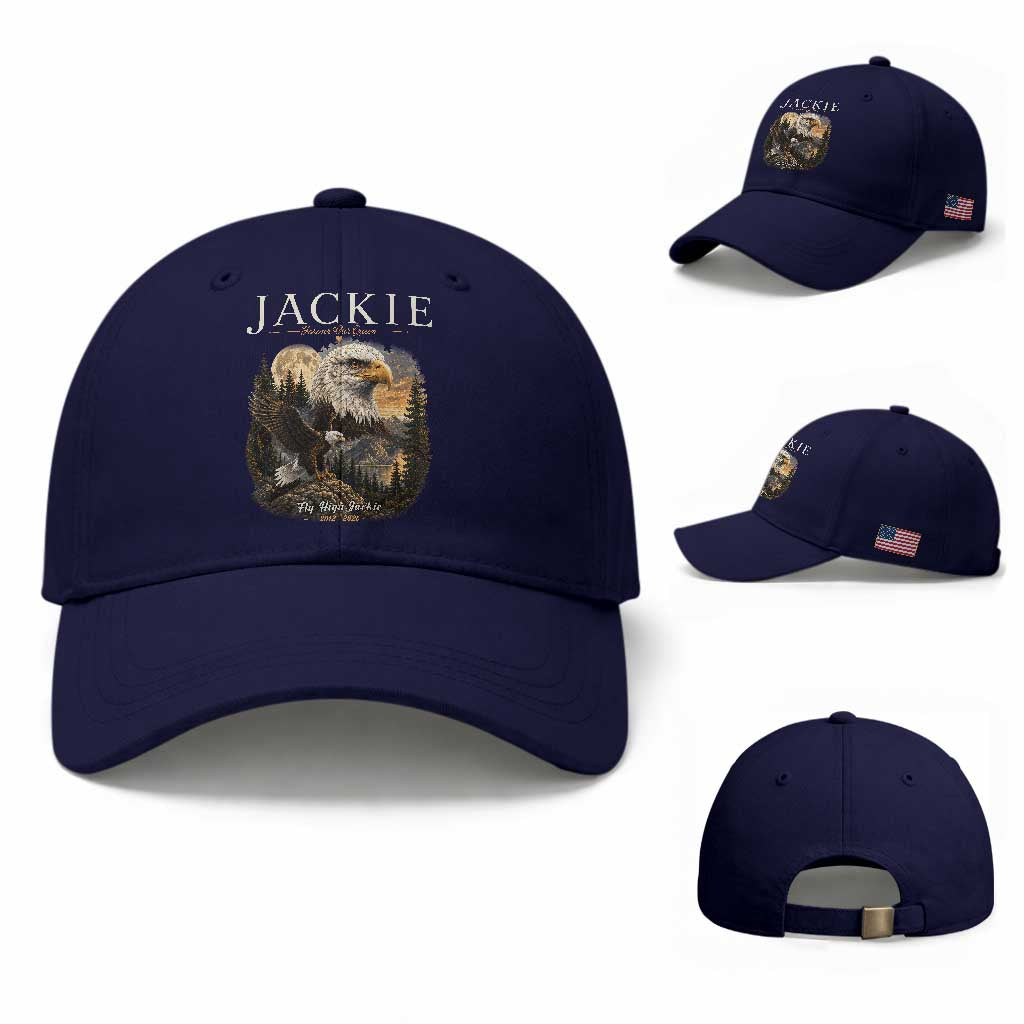 Jackie Forever Our Queen Bald Eagle 2012 2026 Memorial Baseball Cap Fly High in Big Bear Moonlit Mountain Tribute TS02 Baseball Cap Universal Fit Dark Blue Print Your Wear