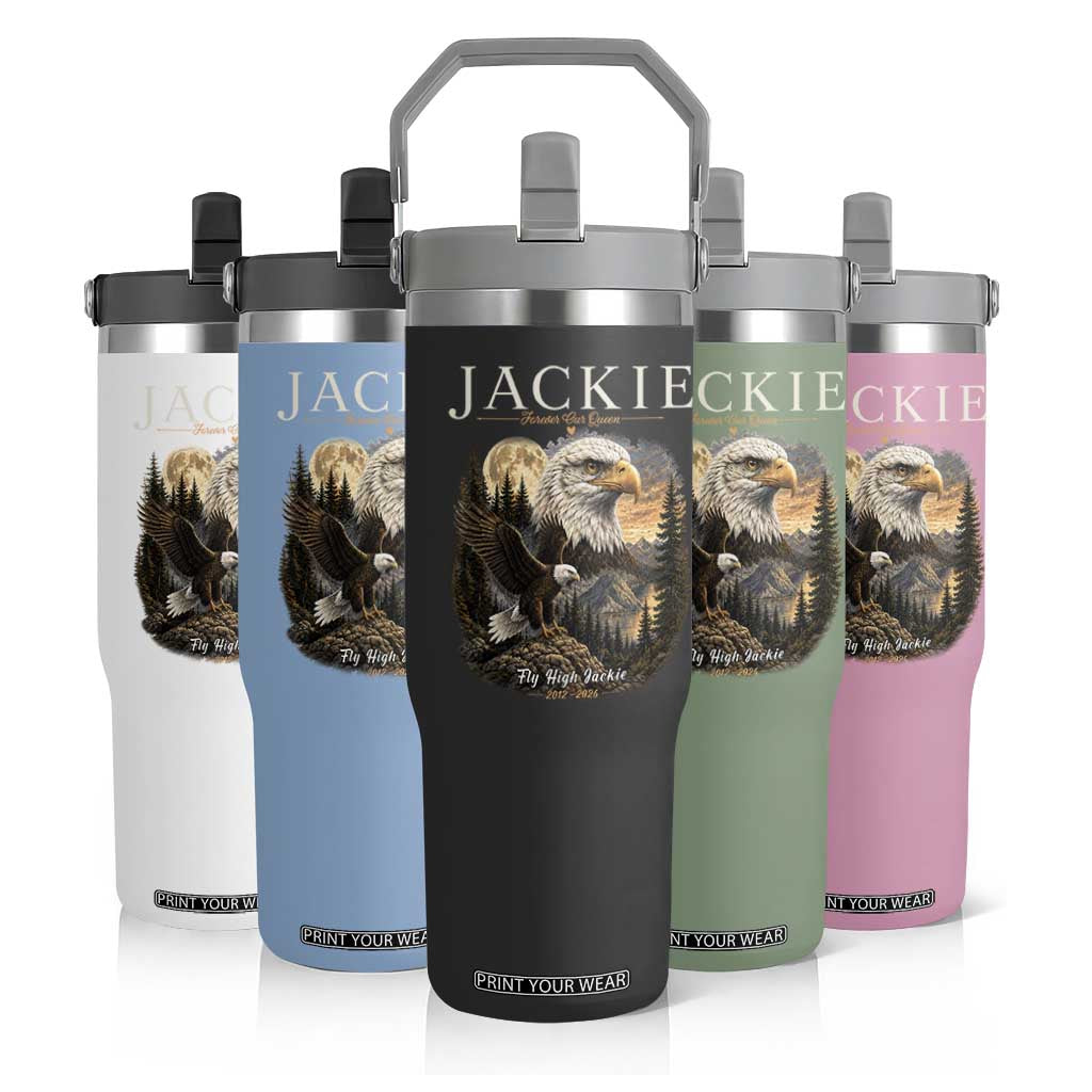 Jackie Forever Our Queen Bald Eagle 2012 2026 Memorial Flip Straw Tumbler Fly High in Big Bear Moonlit Mountain Tribute TS02 Print Your Wear