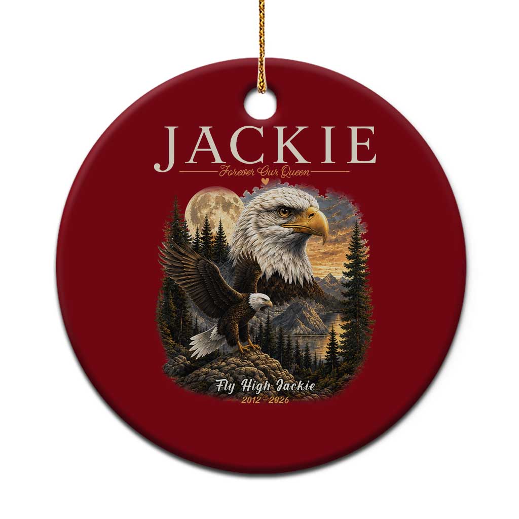 Jackie Forever Our Queen Bald Eagle 2012 2026 Memorial Ceramic Ornament Fly High in Big Bear Moonlit Mountain Tribute TS02 1pc Red Print Your Wear
