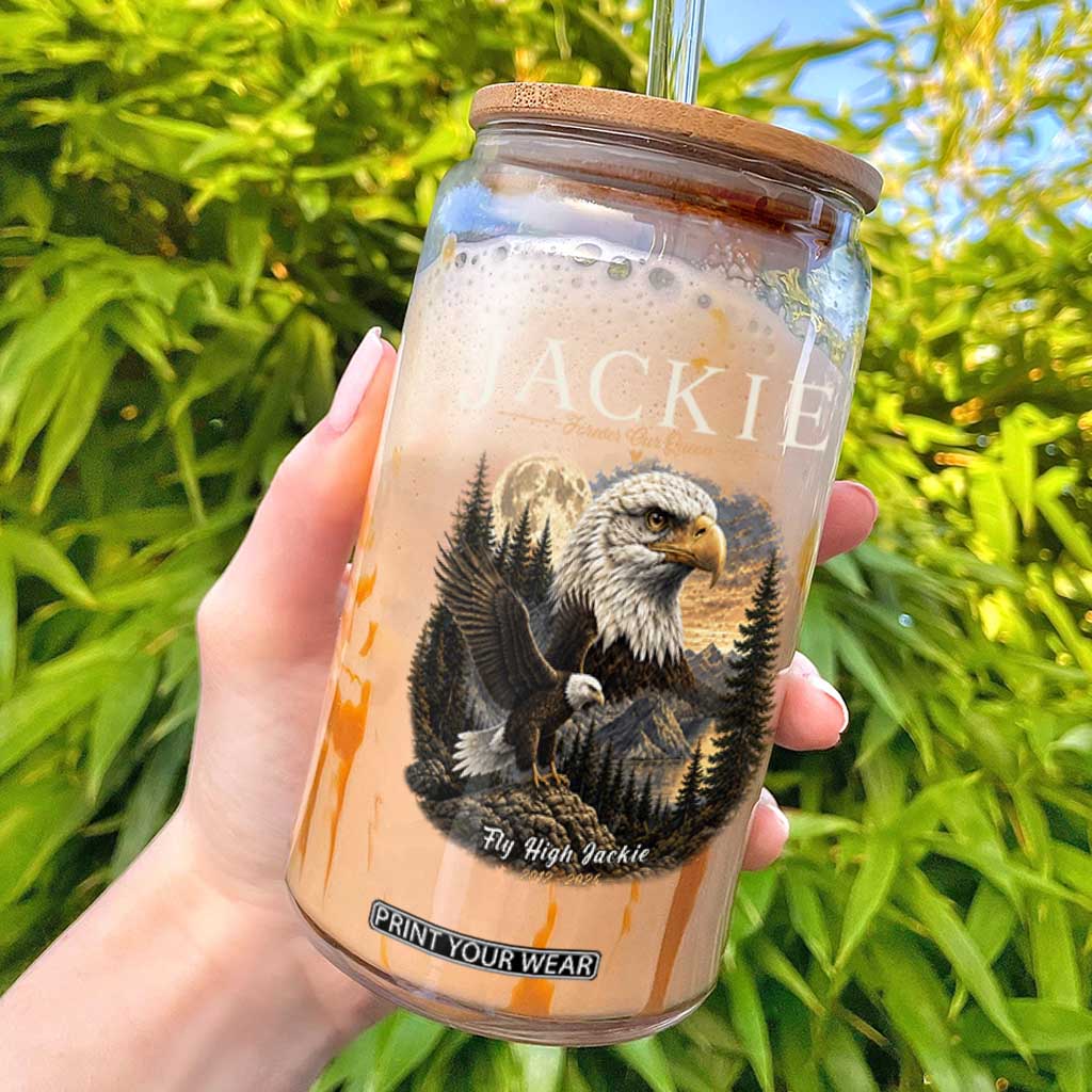Jackie Forever Our Queen Bald Eagle 2012 2026 Memorial Glass Can Fly High in Big Bear Moonlit Mountain Tribute TS02 Black Print Your Wear
