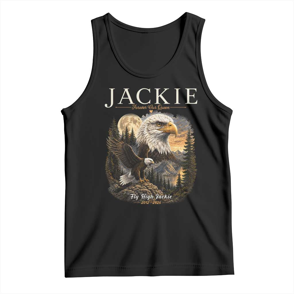Jackie Forever Our Queen Bald Eagle 2012 2026 Memorial Tank Top Fly High in Big Bear Moonlit Mountain Tribute TS02 Black Print Your Wear