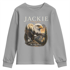 Jackie Forever Our Queen Bald Eagle 2012 2026 Memorial Youth Sweatshirt Fly High in Big Bear Moonlit Mountain Tribute TS02 Sport Gray Print Your Wear