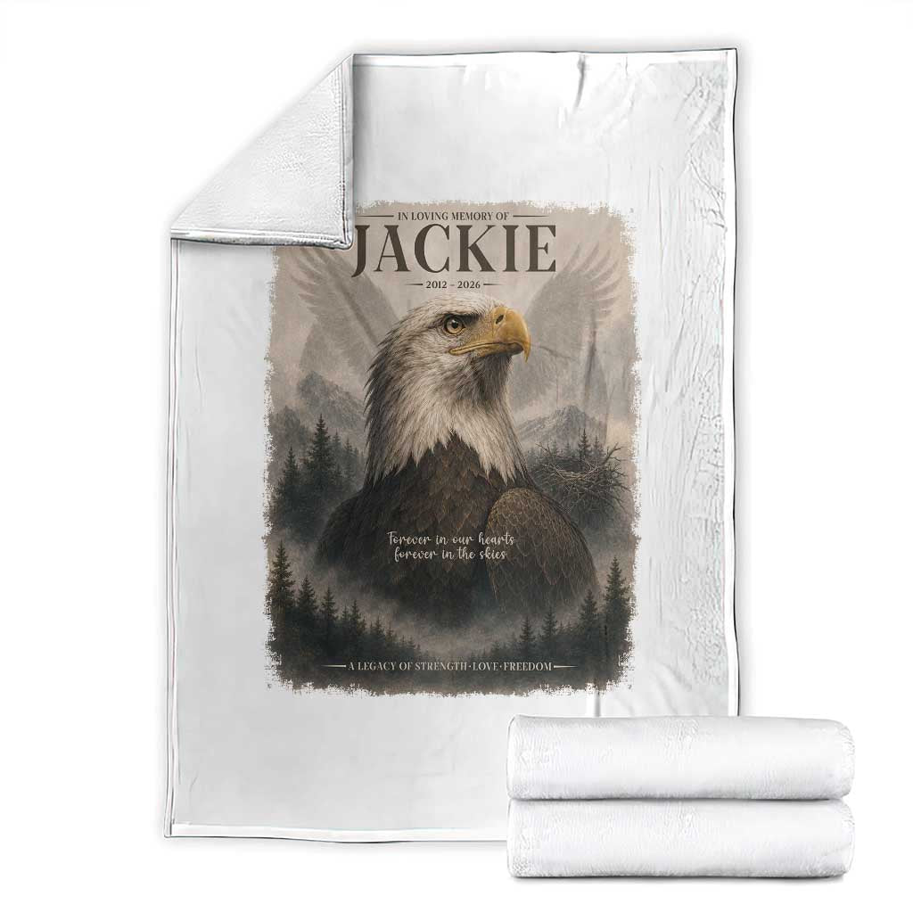 In Loving Memory of Jackie Eagle Memorial Portrait Throw Blanket 2012 2026 Legacy Of Strength Wilderness Tribute TS02 Black Print Your Wear