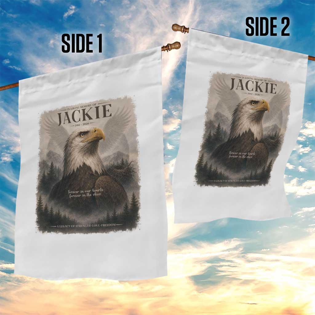 In Loving Memory of Jackie Eagle Memorial Portrait Garden Flag 2012 2026 Legacy Of Strength Wilderness Tribute TS02 Print Your Wear